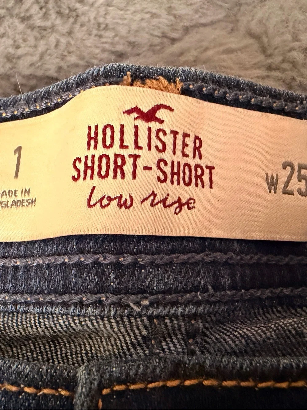 Hollister Low-Rise Denim Short-Shorts in Dark Blue